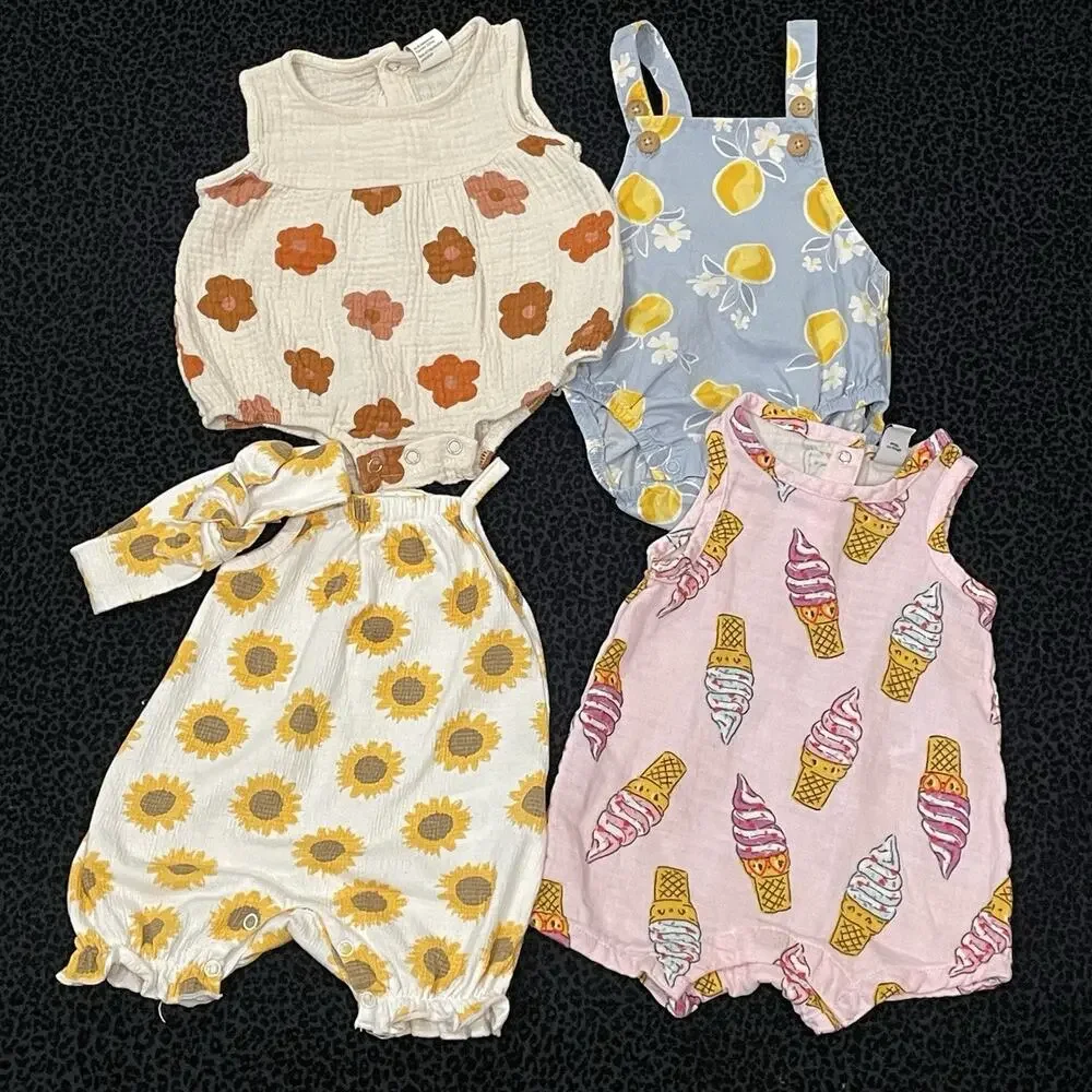 Girls Bundle Outfits Set Baby 3-6 Months One Piece Romper Bodysuits lot of 4